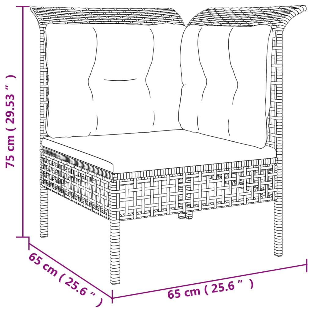 Set de muebles de jardín 3 pzas y cojines ratán sintético gris vidaXL