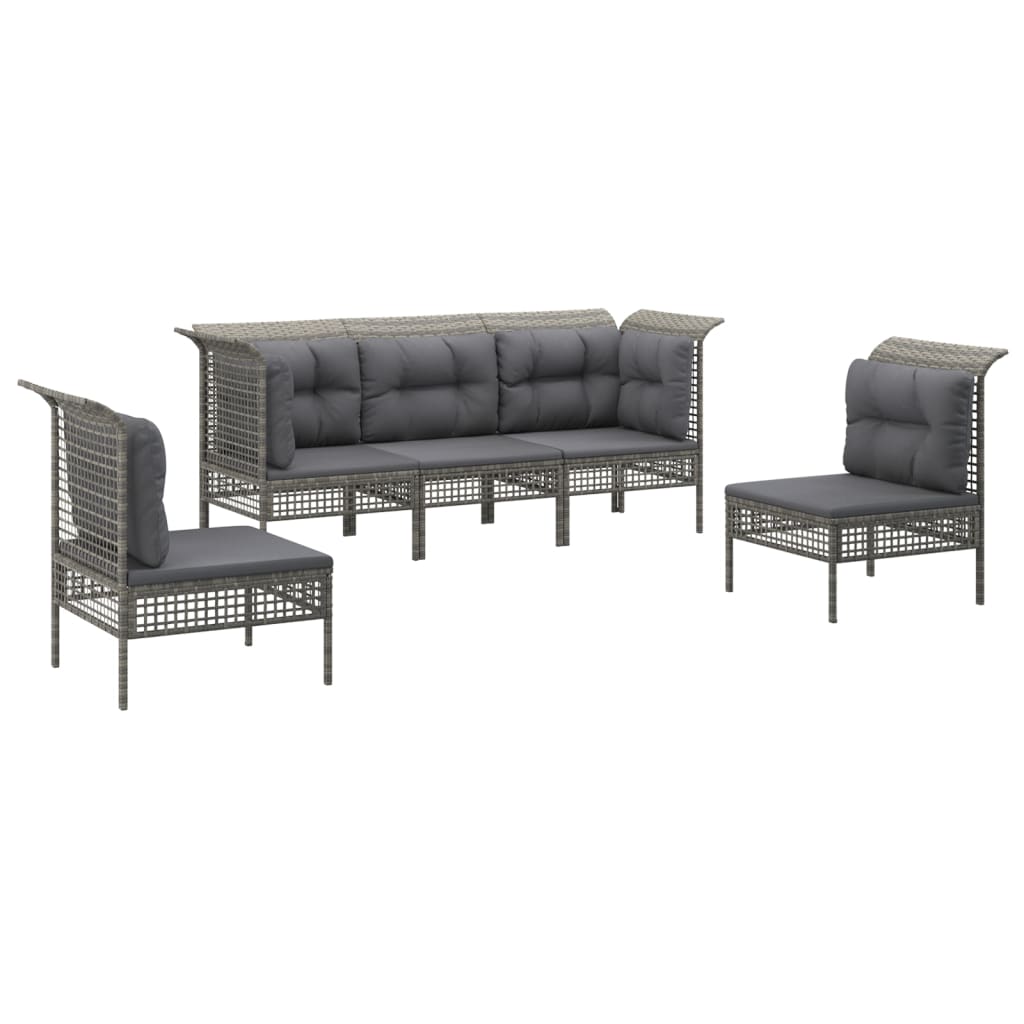 Set de muebles de jardín 5 pzas y cojines ratán sintético gris vidaXL