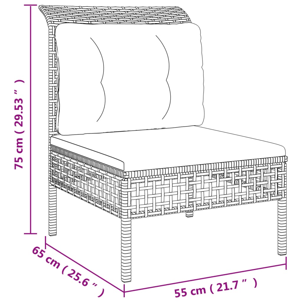 Set de muebles de jardín 5 pzas y cojines ratán sintético gris vidaXL