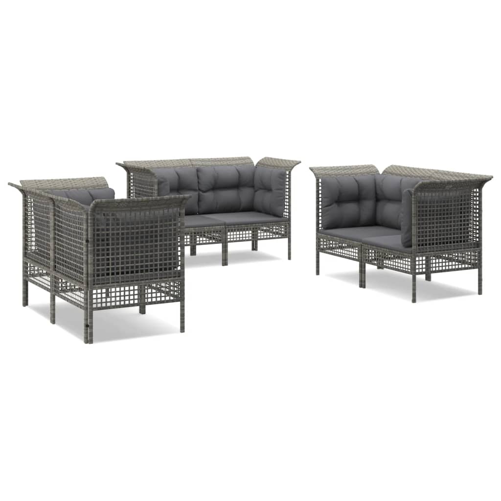 Set de muebles de jardín 6 pzas y cojines ratán sintético gris vidaXL