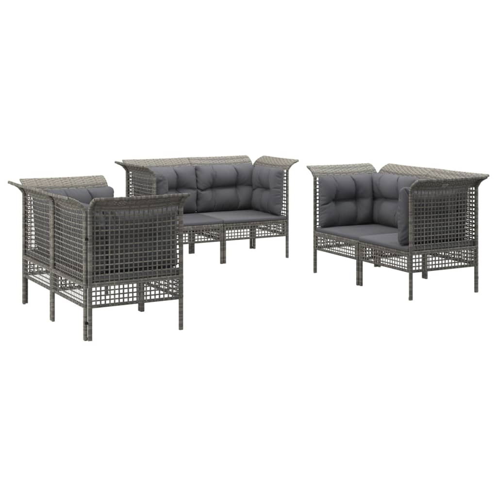 Set de muebles de jardín 6 pzas y cojines ratán sintético gris vidaXL