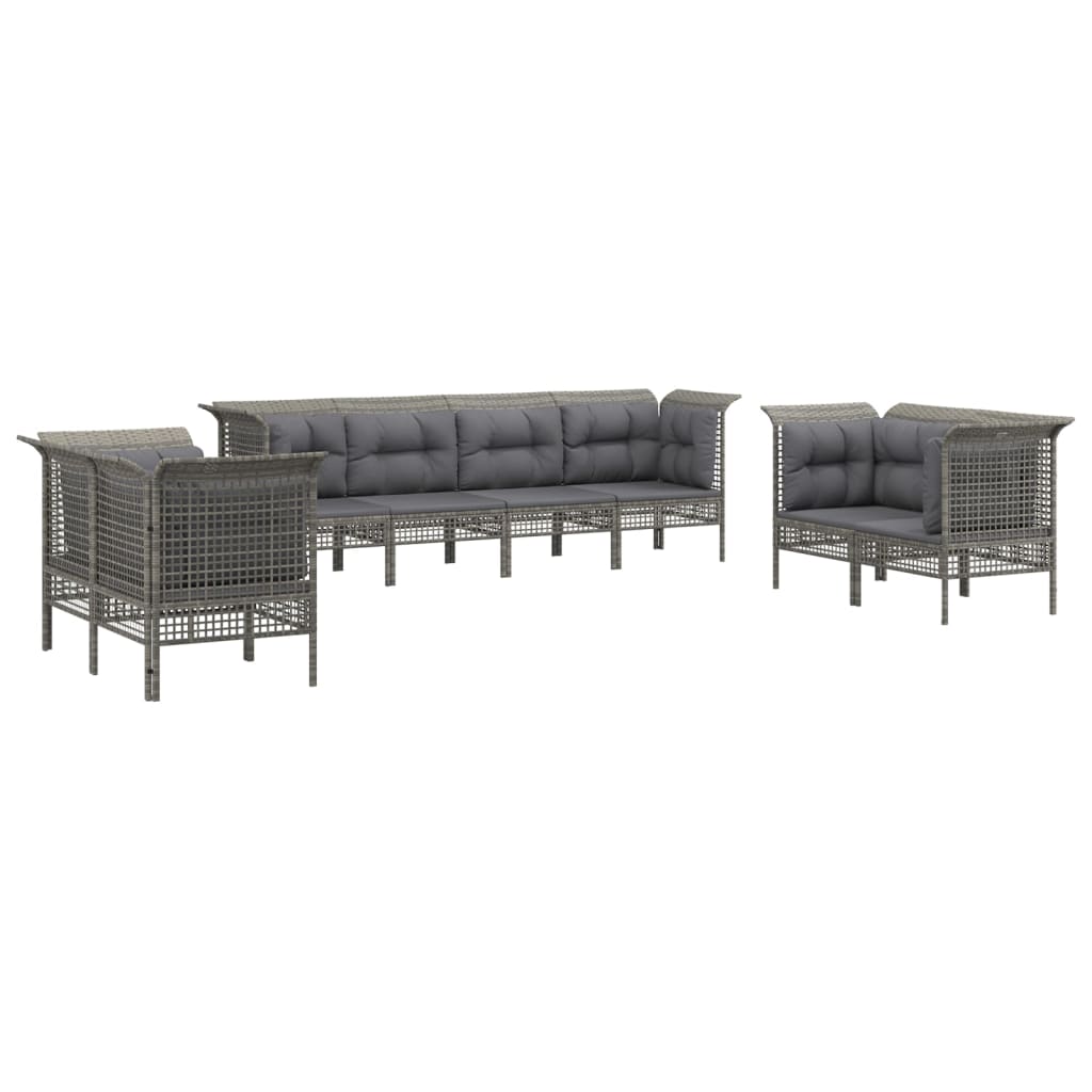 Set de muebles de jardín 8 pzas y cojines ratán sintético gris