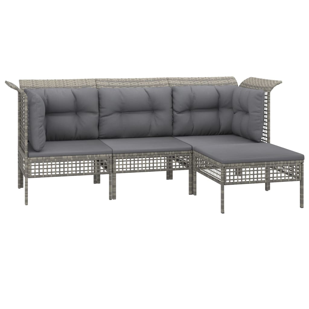 Set de muebles de jardín 4 pzas y cojines ratán sintético gris vidaXL