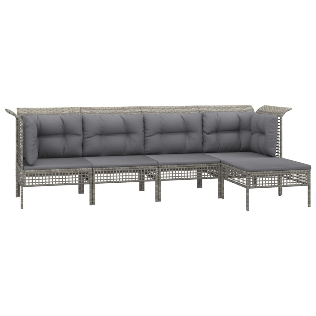 Set de muebles de jardín 5 pzas y cojines ratán sintético gris vidaXL