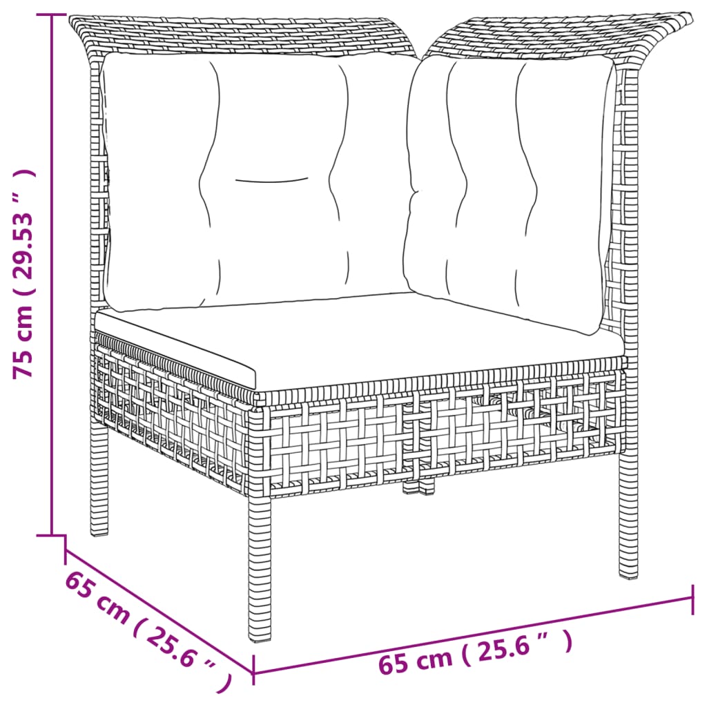 Set de muebles de jardín 6 pzas y cojines ratán sintético gris vidaXL