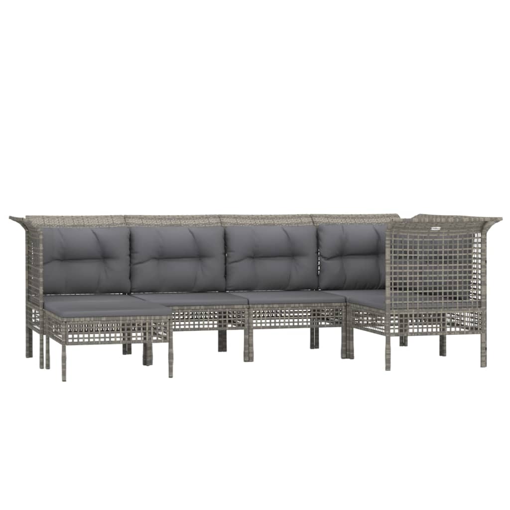 Set de muebles de jardín 6 pzas y cojines ratán sintético gris vidaXL