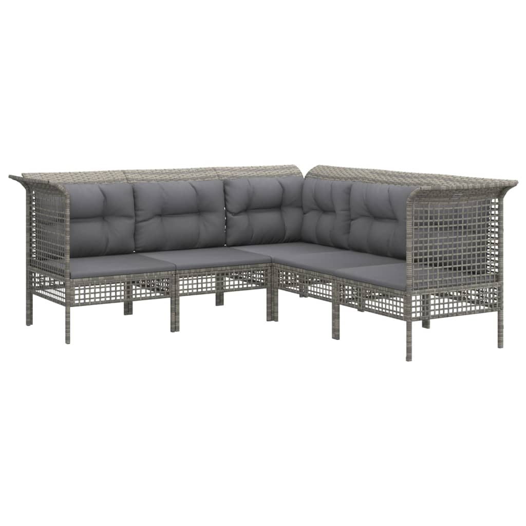 Set de muebles de jardín 6 pzas y cojines ratán sintético gris vidaXL