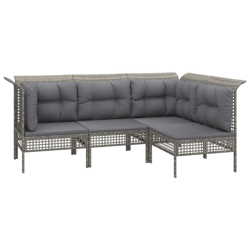 Set de muebles de jardín 11 pzas y cojines ratán sintético gris vidaXL