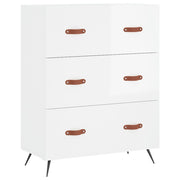 Vetonek Cómoda madera de ingeniería blanco brillo 69,5x34x90 cm