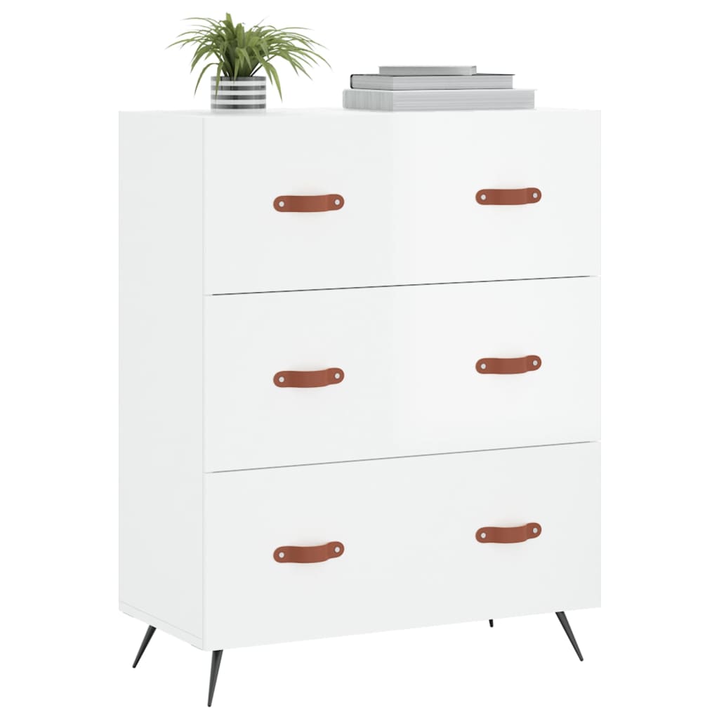 Cómoda madera de ingeniería blanco brillo 69,5x34x90 cm v4255 - Vetonek