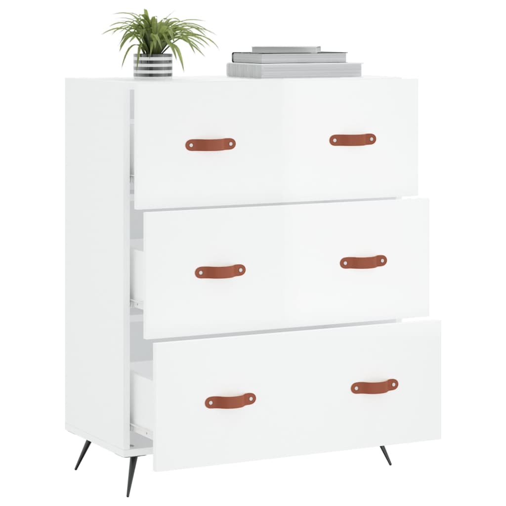 Cómoda madera de ingeniería blanco brillo 69,5x34x90 cm v4255 - Vetonek