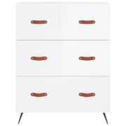 Cómoda madera de ingeniería blanco brillo 69,5x34x90 cm v4255 - Vetonek