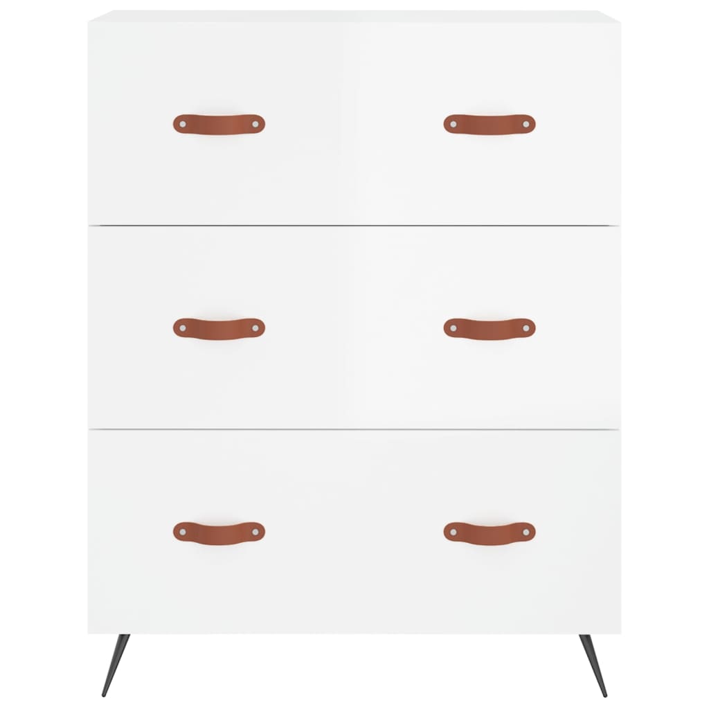 Cómoda madera de ingeniería blanco brillo 69,5x34x90 cm v4255 - Vetonek