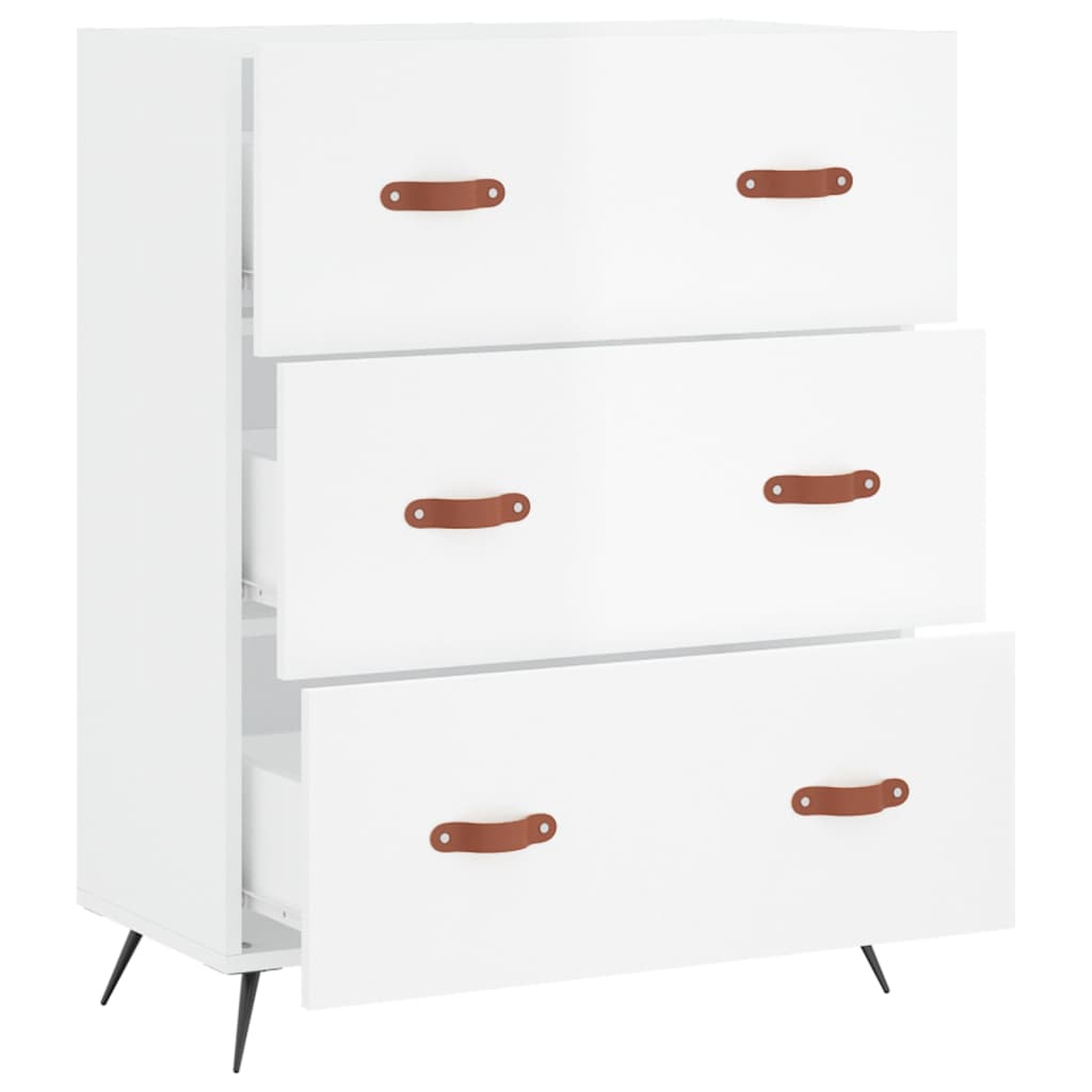 Cómoda madera de ingeniería blanco brillo 69,5x34x90 cm v4255 - Vetonek