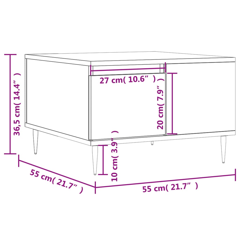 55x5x36,5 cm Tabela central de madeira