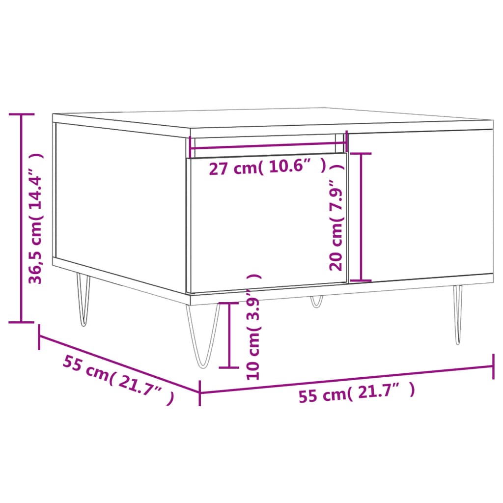 Mesa de centro madera negro 55x55x36,5 cm