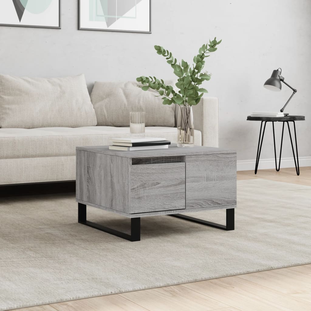 Vetonek Mesa de centro madera contrachapada gris Sonoma 55x55x36,5 cm