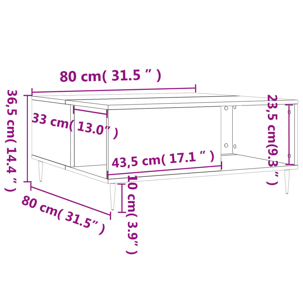 Tabela central pyarpada Brillo 80x80x36.5 cm