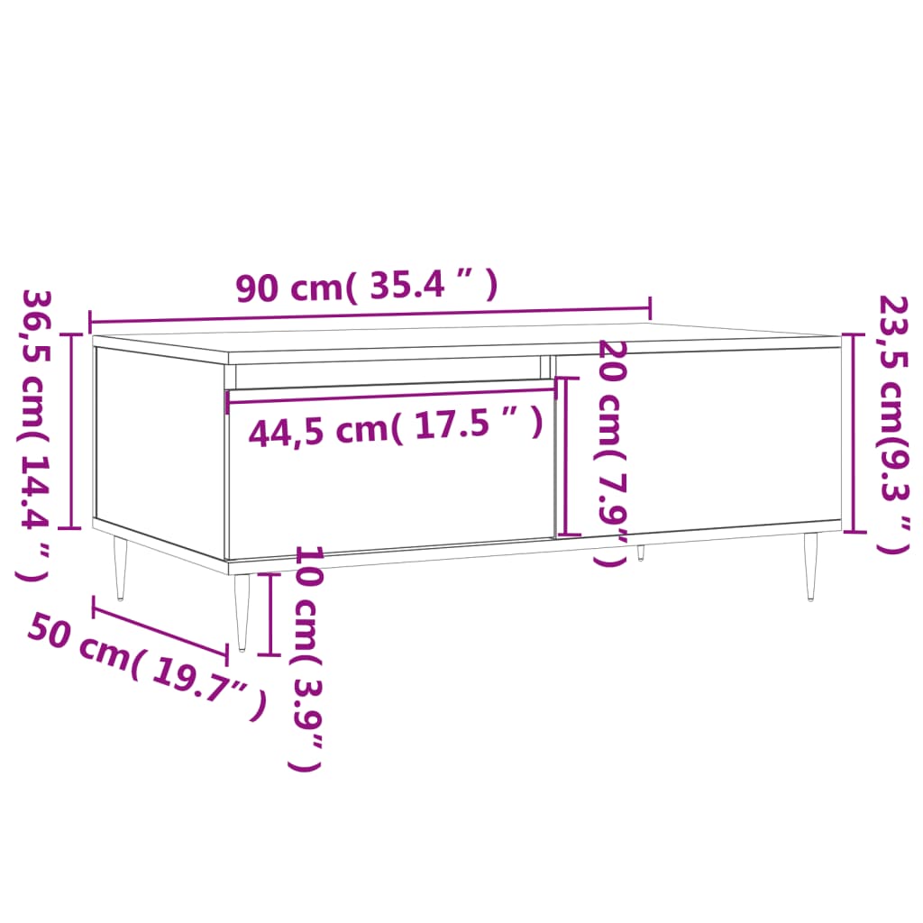 Black wooden table 90x50x36.5 cm