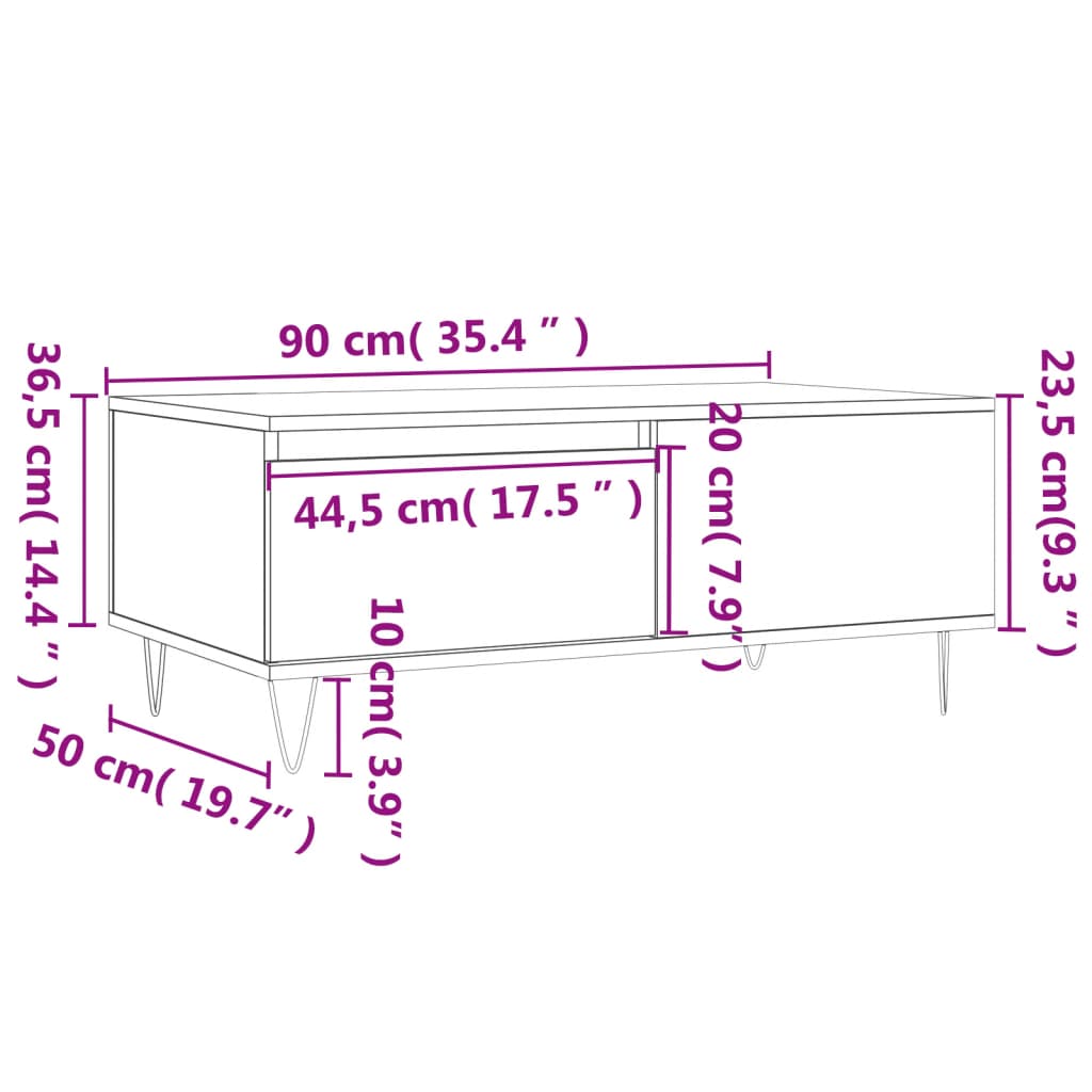 Tabella centrale in legno marrone 90x50x36,5 cm