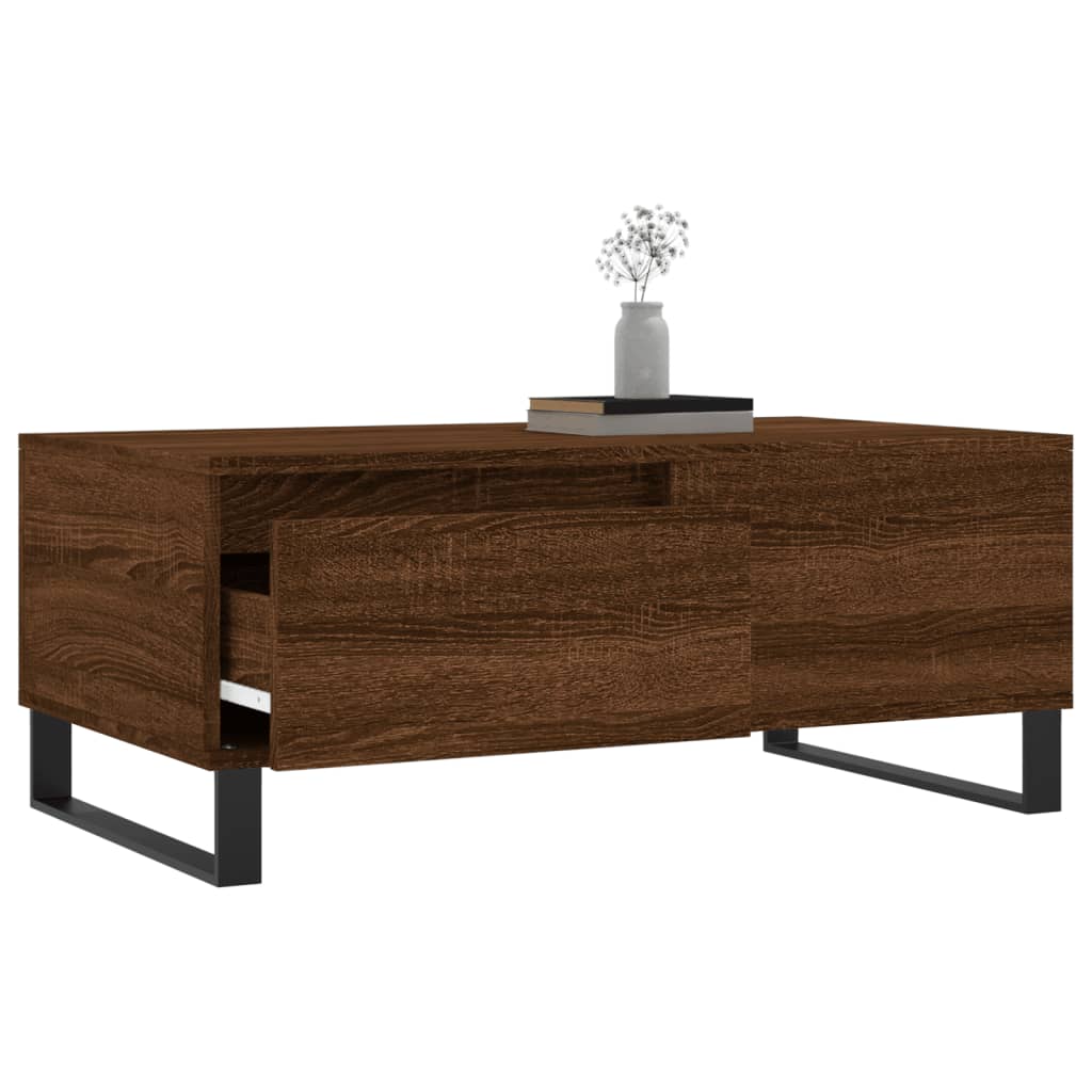 Mesa de centro madera marrón roble 90x50x36,5 cm