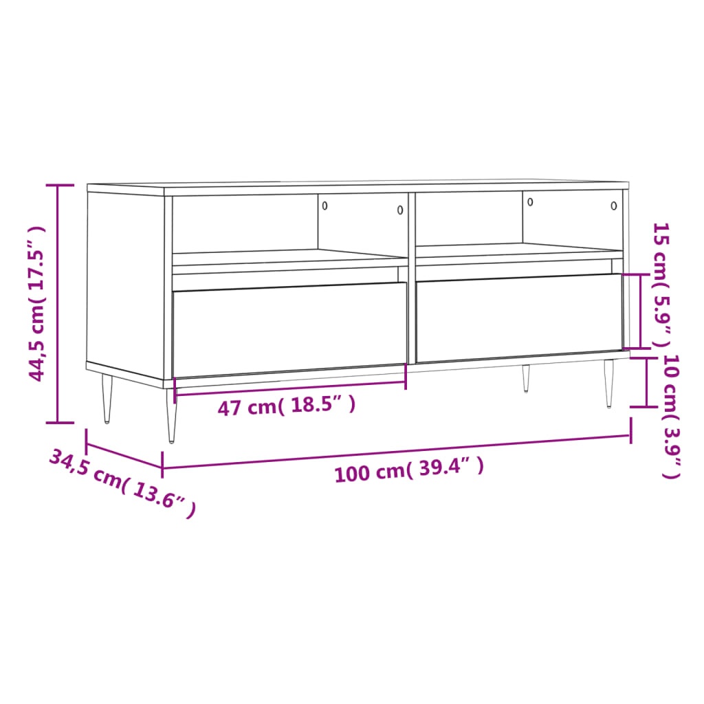 Mueble para TV madera blanco 100x34,5x44,5 cm