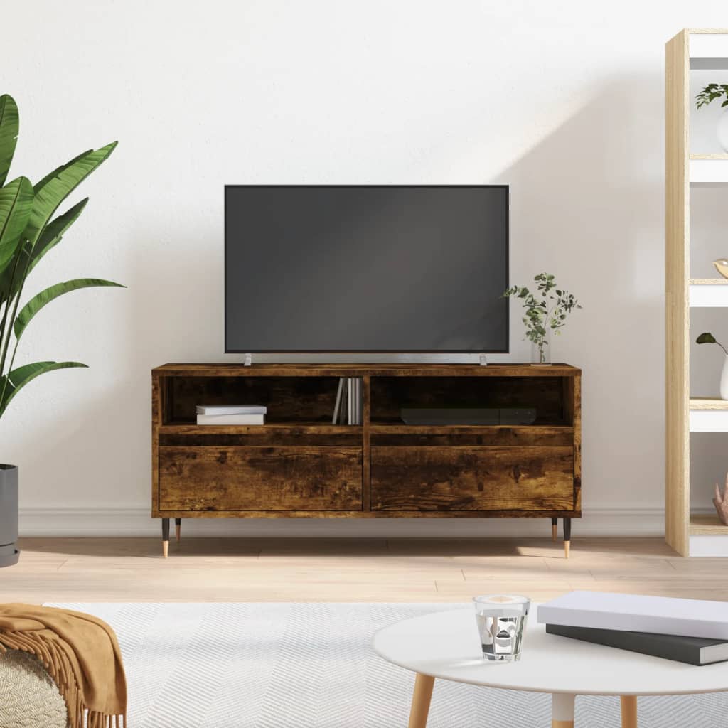 Vetonek Mueble de TV madera contrachapada roble ahumado 100x34,5x44,5cm