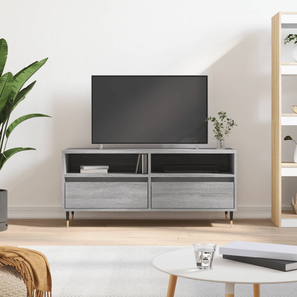 Vetonek Mueble de TV madera contrachapada gris Sonoma 100x34,5x44,5 cm