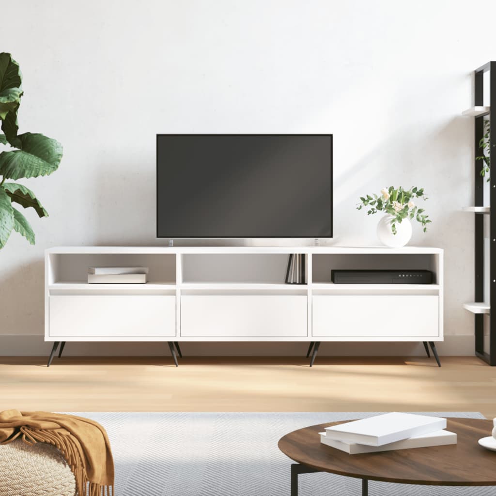 Vetonek Mueble de TV madera contrachapada blanco 150x30x44,5 cm