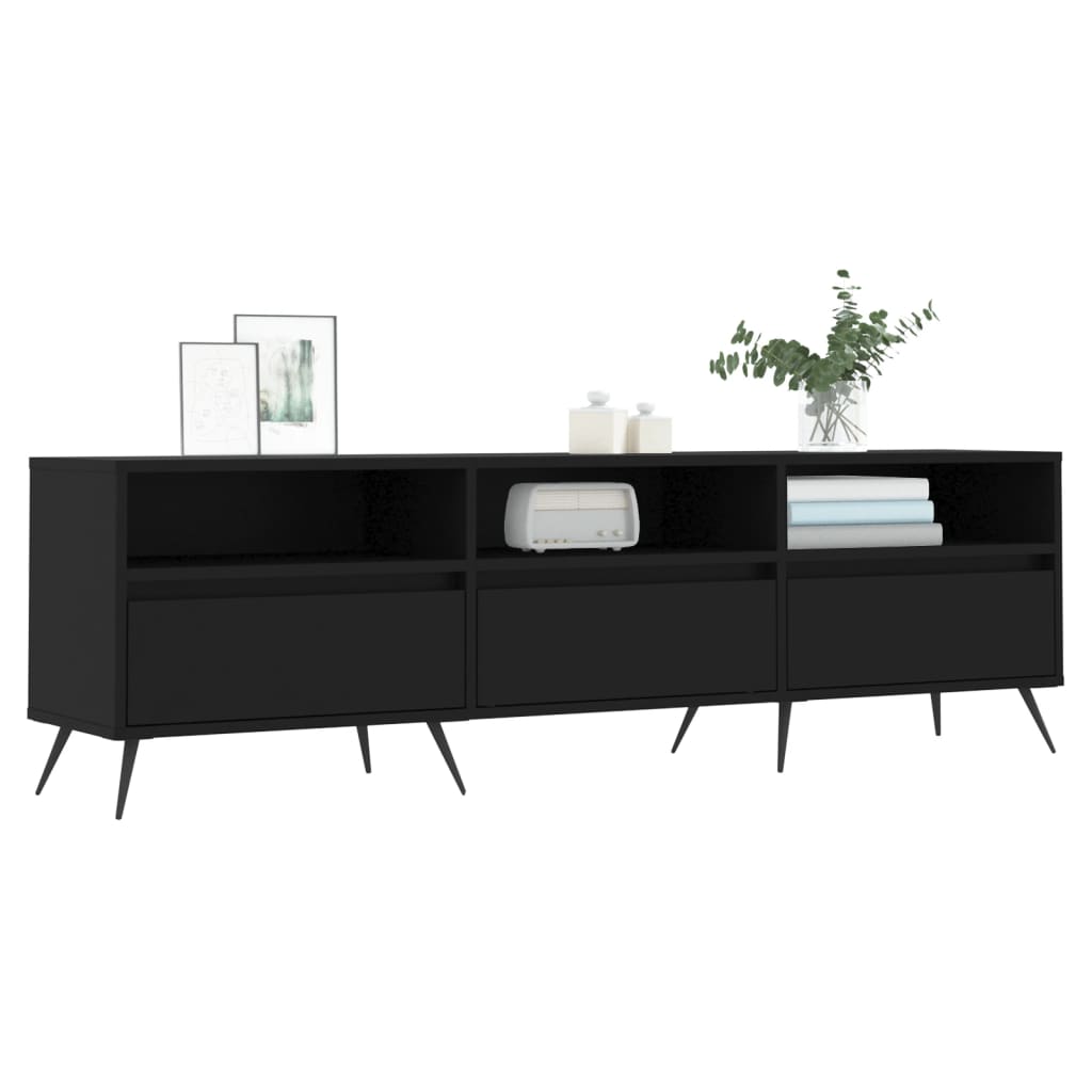 Mueble de TV madera negro 150x30x44,5 cm