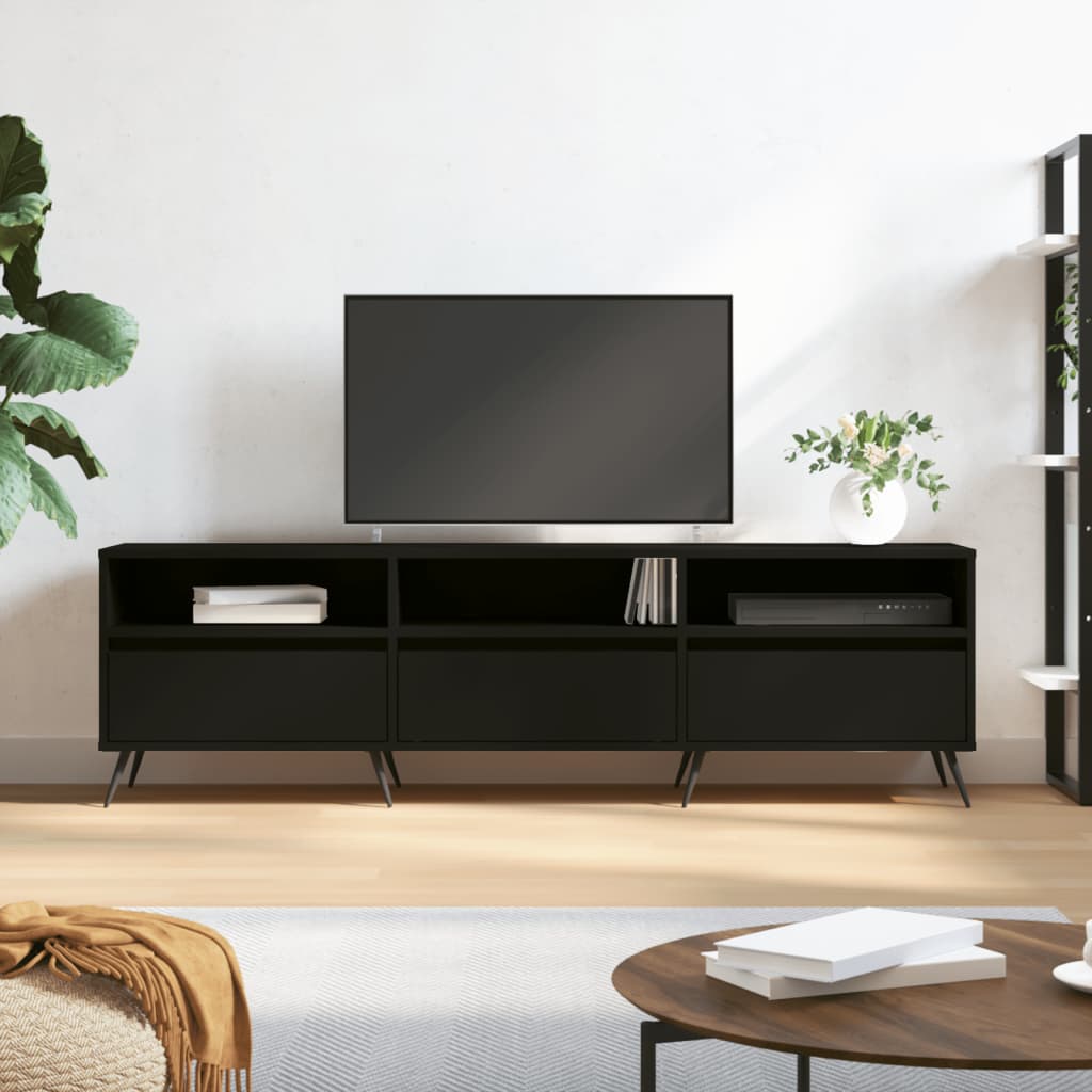 Vetonek Mueble de TV madera contrachapada negro 150x30x44,5 cm