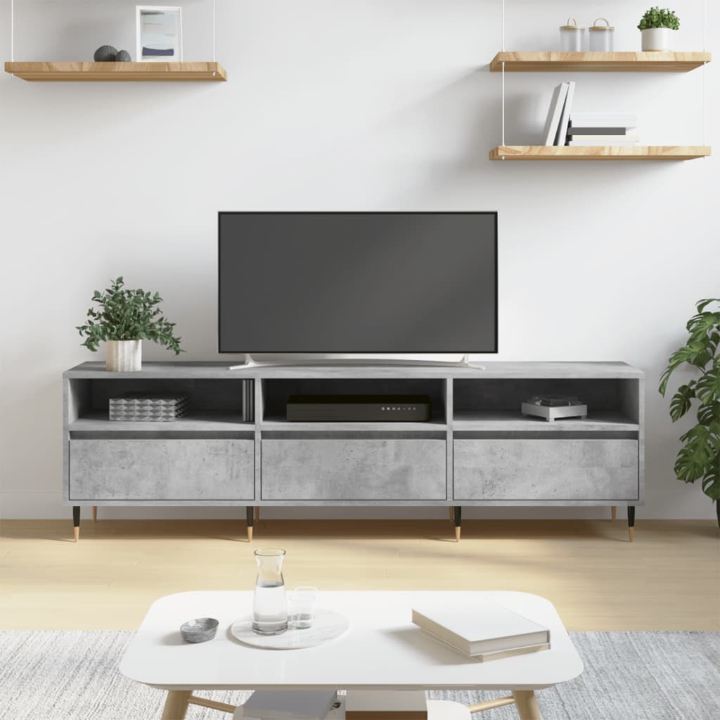 Vetonek Mueble de TV madera contrachapada gris hormigón 150x30x44,5 cm