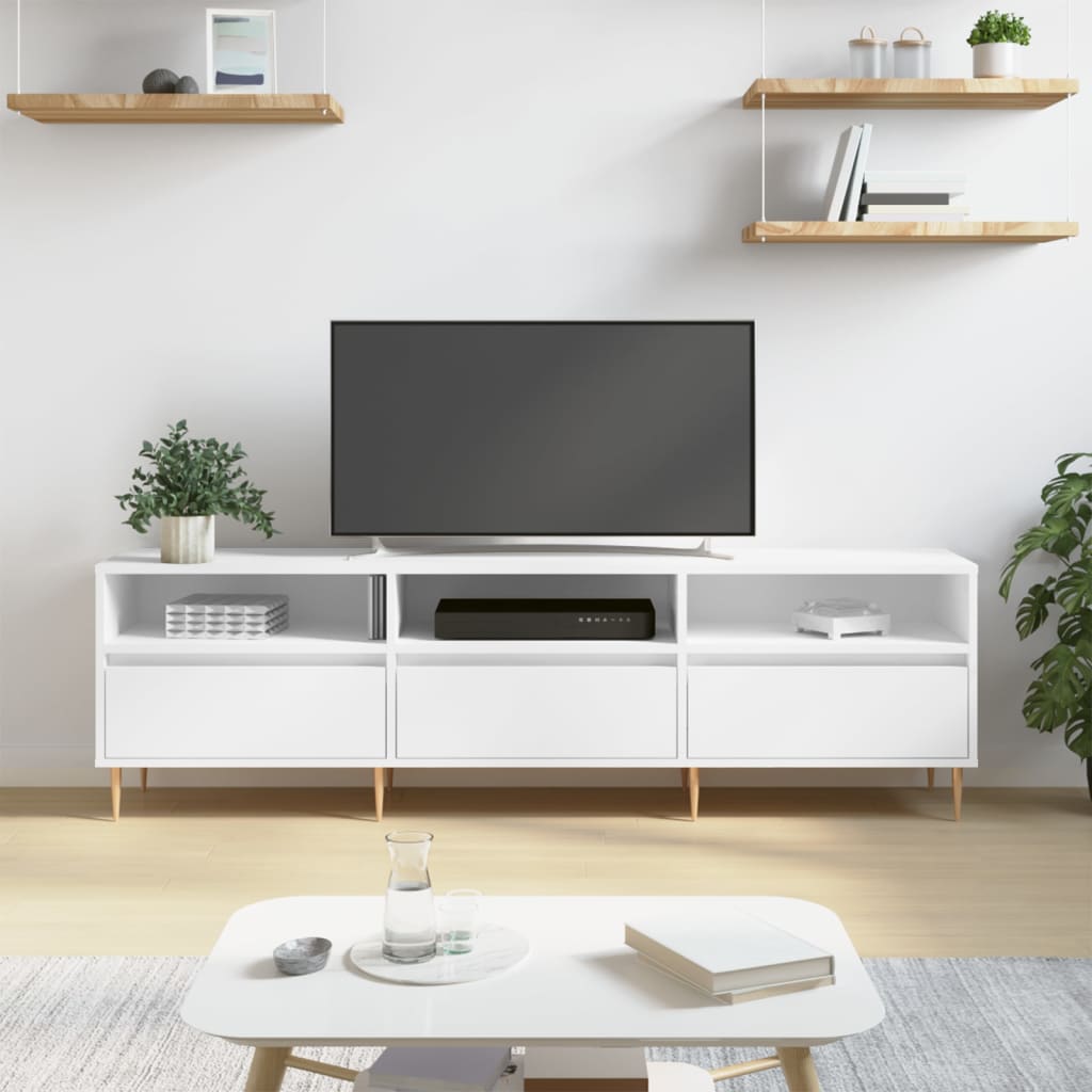 Vetonek Mueble de TV madera contrachapada blanco 150x30x44,5 cm