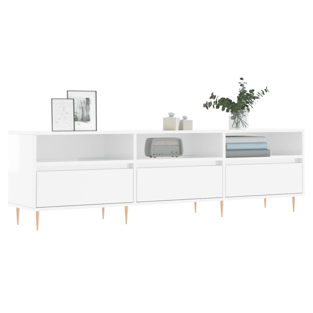 White wood tv furniture shine 150x30x44.5 cm