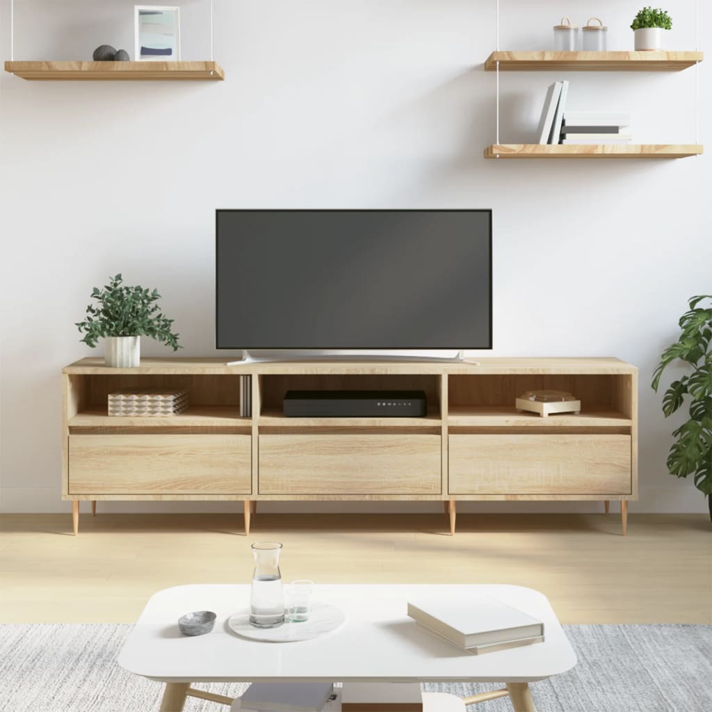 Vetonek Mueble de TV madera contrachapada roble Sonoma 150x30x44,5 cm