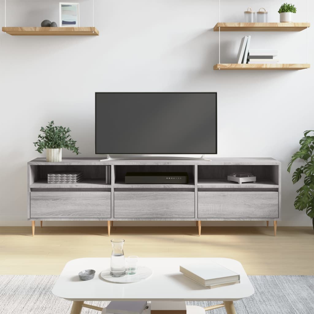 Vetonek Mueble para TV madera contrachapada gris Sonoma 150x30x44,5 cm