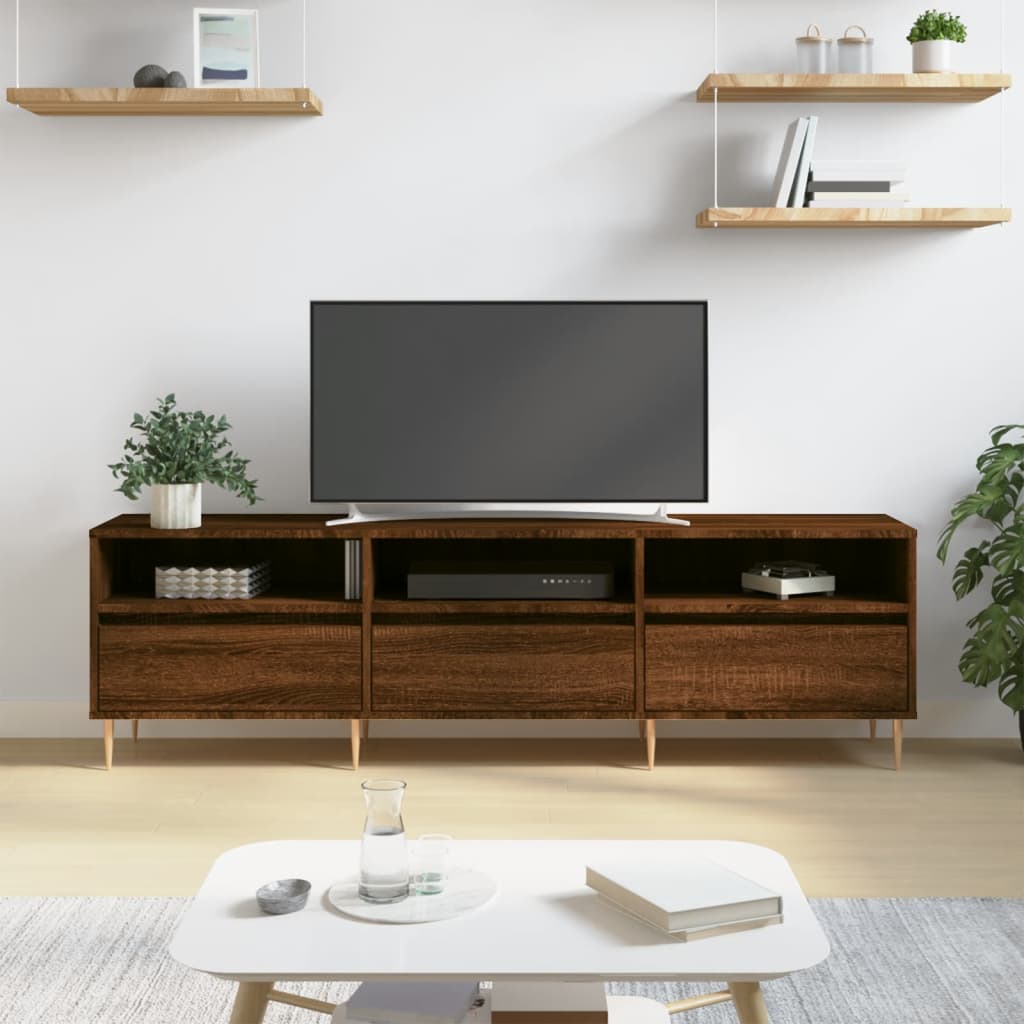 Vetonek Mueble de TV madera contrachapada roble marrón 150x30x44,5 cm