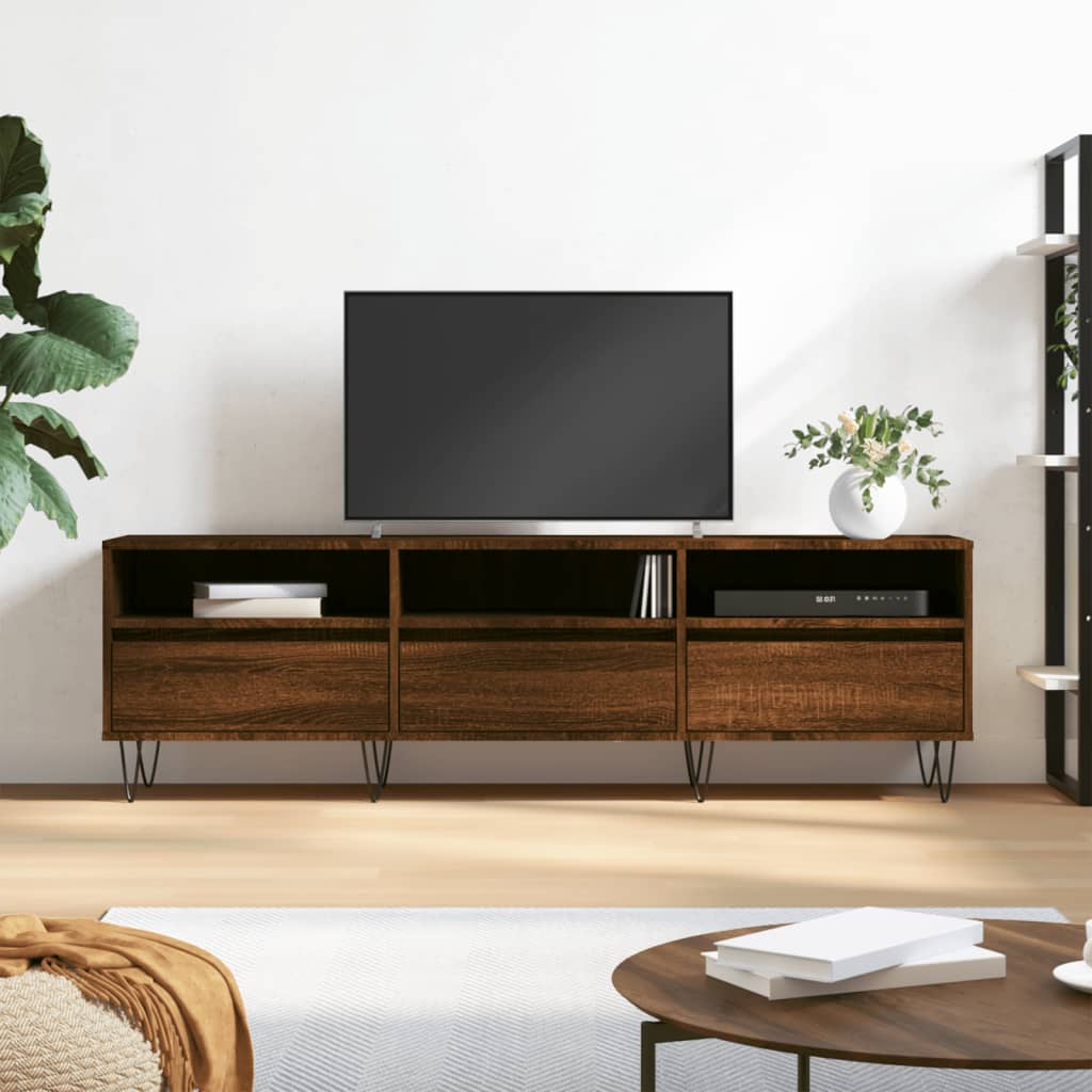 Vetonek Mueble de TV madera contrachapada roble marrón 150x30x44,5 cm