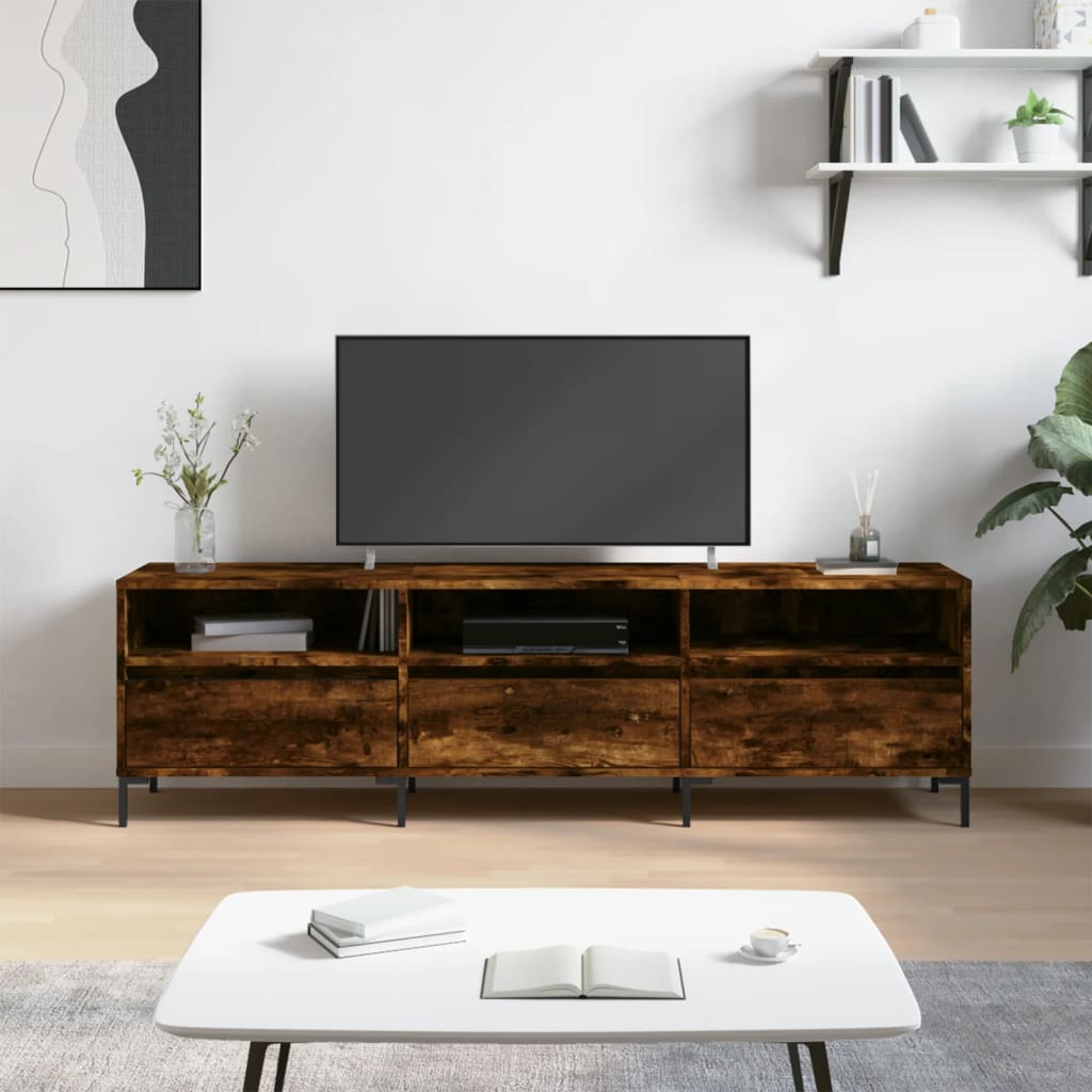 Vetonek Mueble de TV madera contrachapada roble ahumado 150x30x44,5 cm