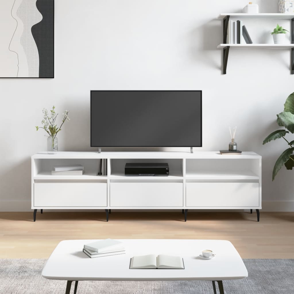 Vetonek Mueble de TV madera contrachapada blanco 150x30x44,5 cm