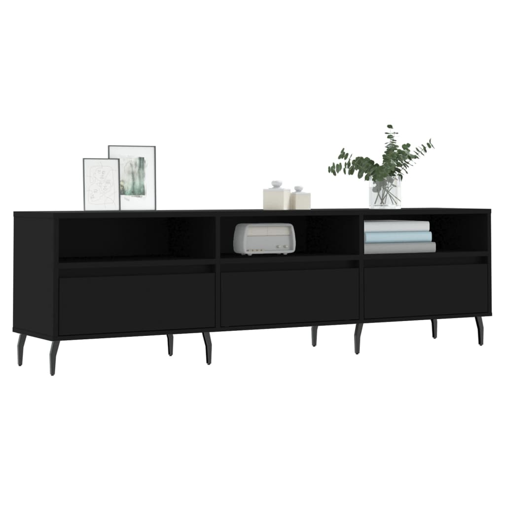 Mueble de TV madera negro 150x30x44,5 cm