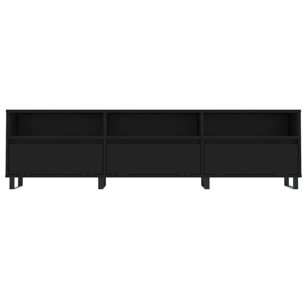 Mueble de TV madera negro 150x30x44,5 cm