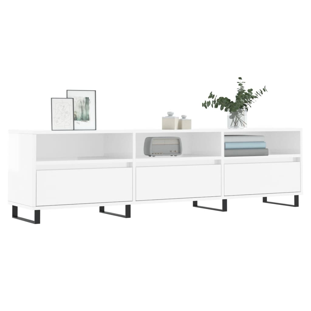 White wood tv furniture shine 150x30x44.5 cm