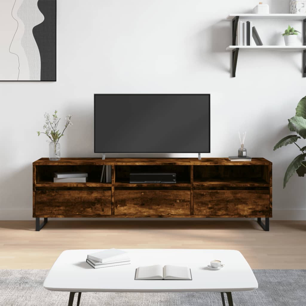 Vetonek Mueble de TV madera contrachapada roble ahumado 150x30x44,5 cm