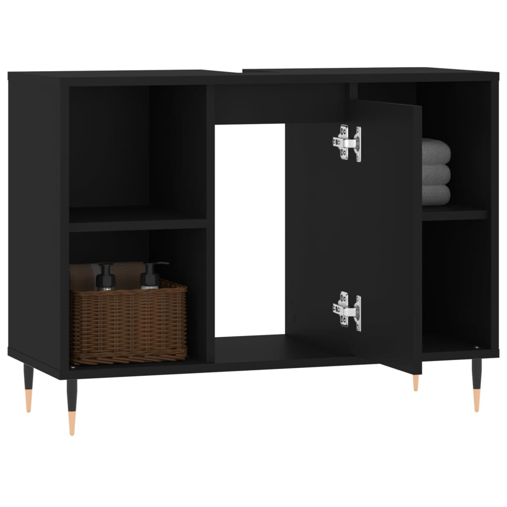 Mueble de baño madera de ingeniería negro 80x33x60 cm - Vetonek