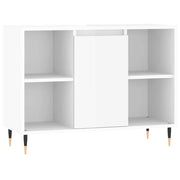 Vetonek Mueble de baño madera de ingeniería blanco brillo 80x33x60 cm