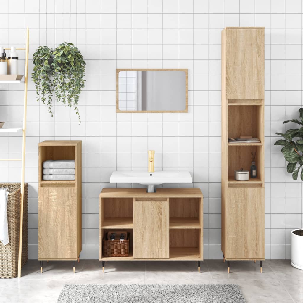 Vetonek Mueble de baño madera de ingeniería roble Sonoma 80x33x60 cm