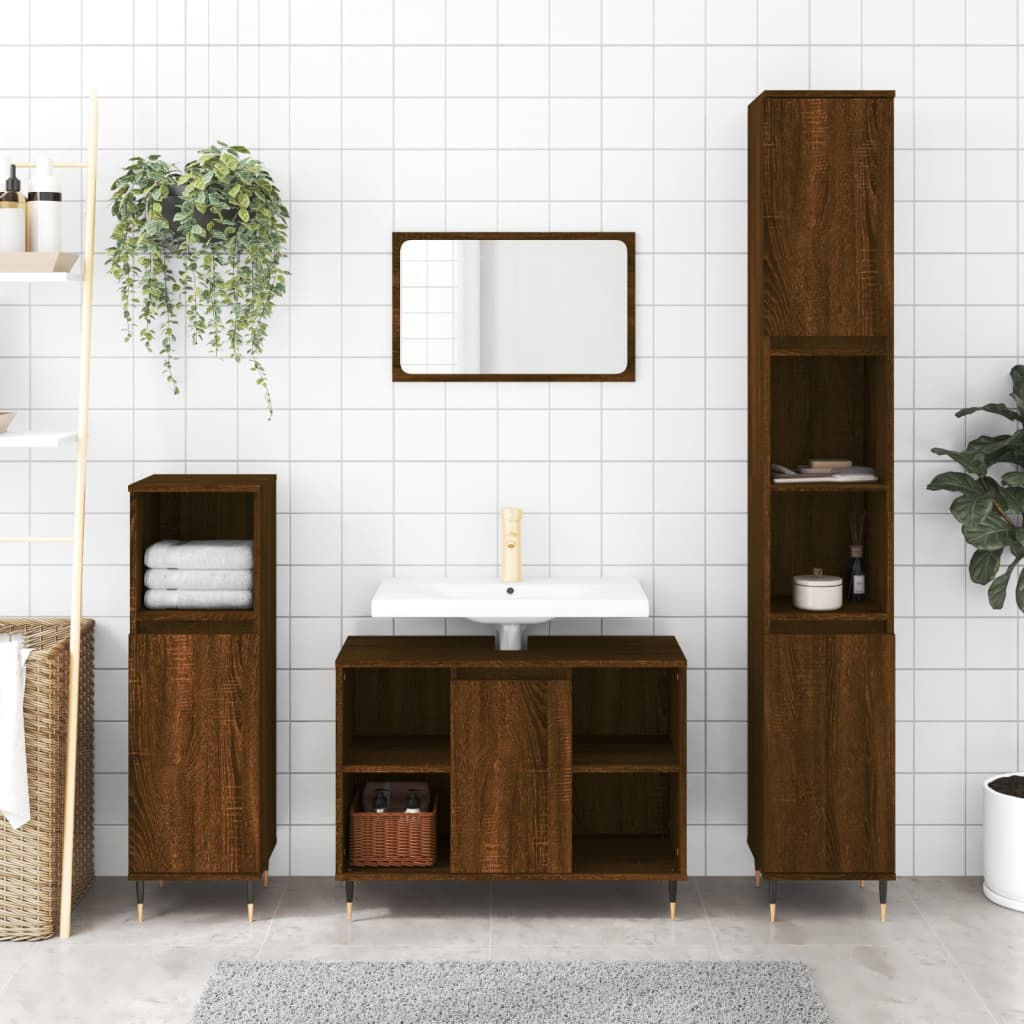 Vetonek Mueble de baño madera de ingeniería roble marrón 80x33x60 cm