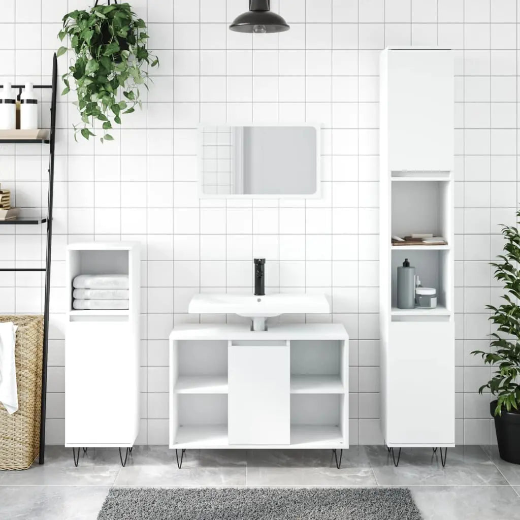 Vetonek Mueble de baño madera de ingeniería blanco 80x33x60 cm