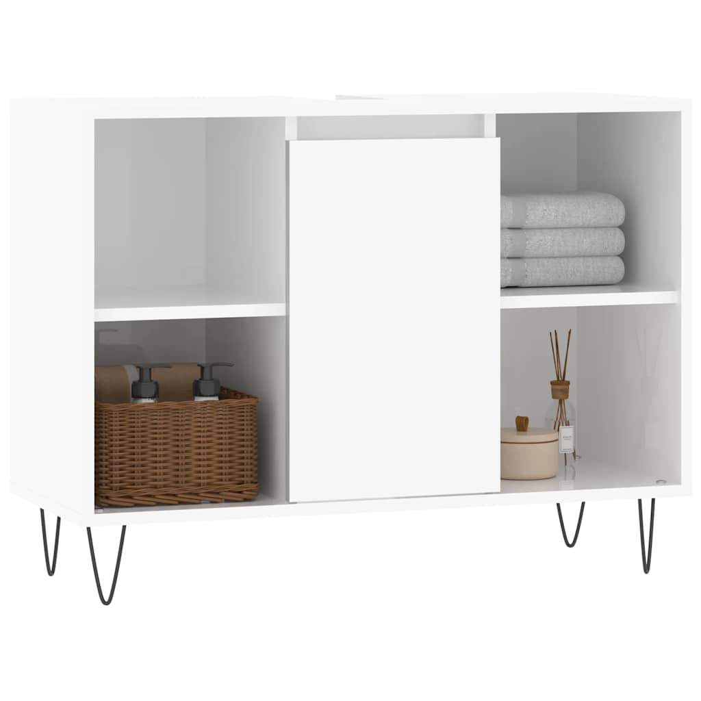 Mueble de baño madera de ingeniería blanco brillo 80x33x60 cm - Vetonek